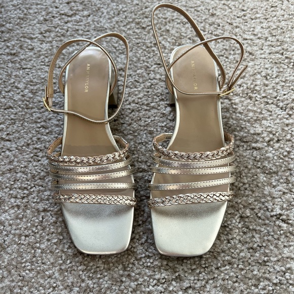 Ann Taylor Metallic Braided Multi-Strap Sandals - Picture 2 of 8